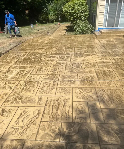 Decorative Stamped Concrete Patio And Walkway in Renton 